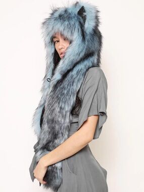 SpiritHoods Faux Fur Hood Trim in Light Blue and Black